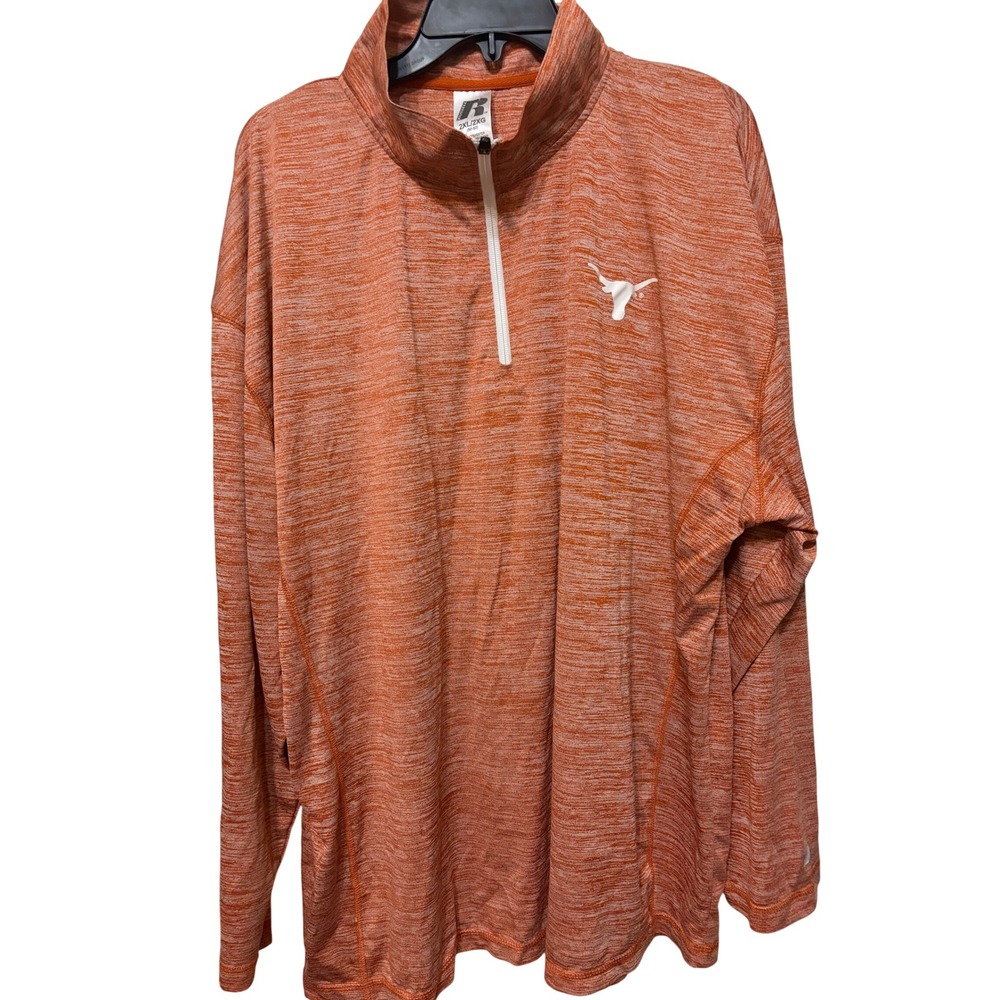 Russell Athletic Texas Longhorns Mens 2XL Quarter Zip Pullover Orange Space Dye